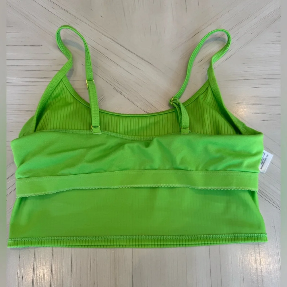 Wild Fable Ribbed Longline Bikini Top Bright Green XS 0-2